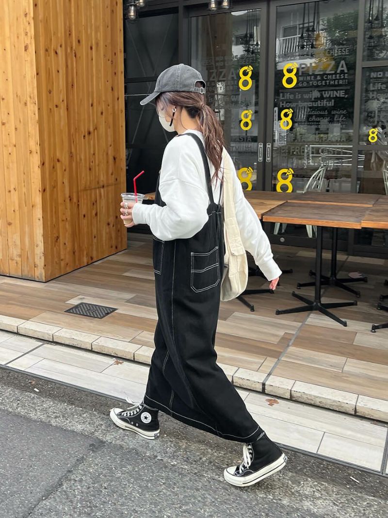 ハーフジップロングジャンパースカート | Half zip long jumper skirt 