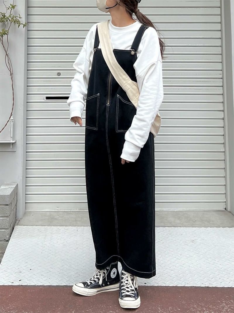 Half zip long jumper skirt ISOOK - サロペット/オーバーオール