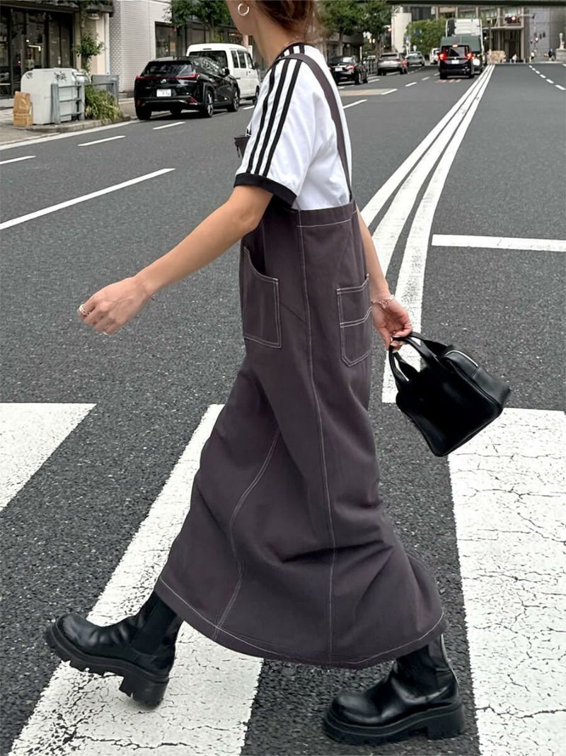 【SALE】Half zip long jumper skirt(chiica original item)