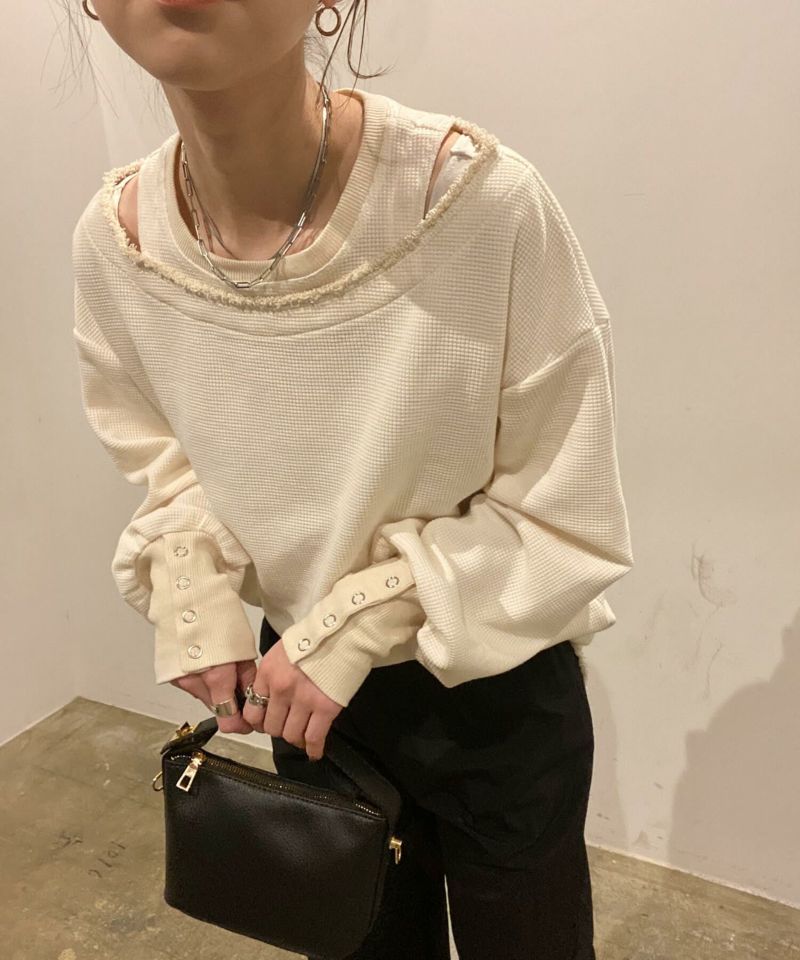 レイヤードデザインワッフルトップス | Layered design waffle