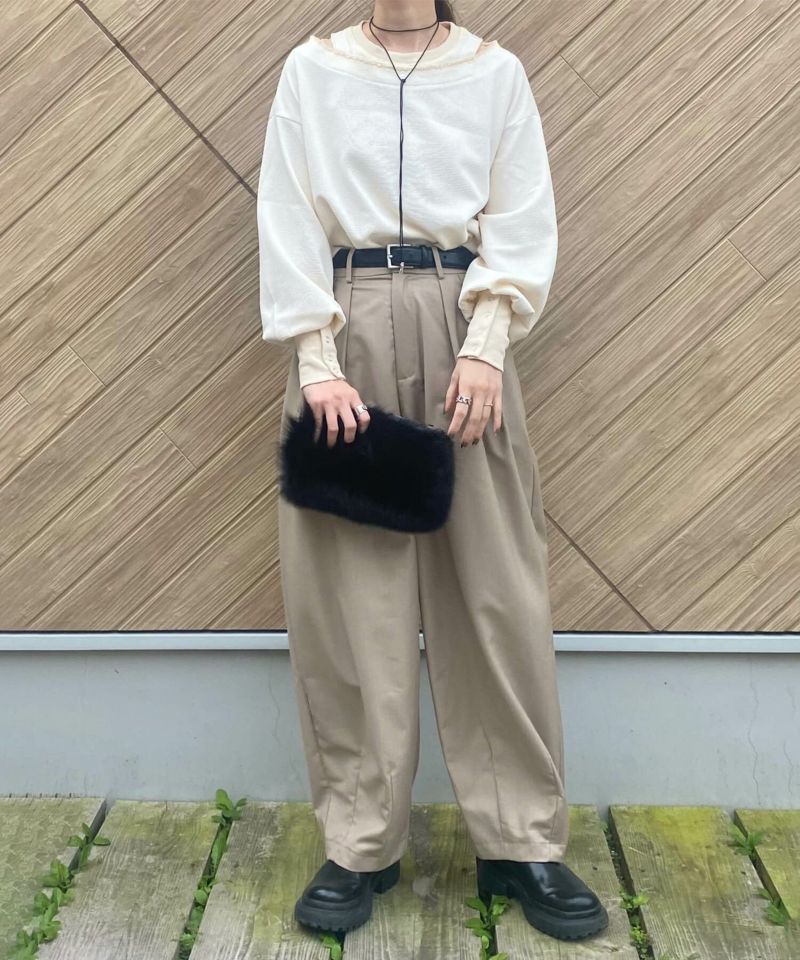 レイヤードデザインワッフルトップス | Layered design waffle