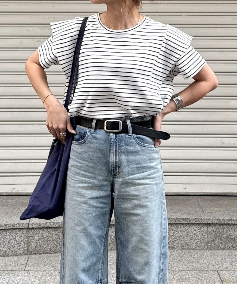 ラッフルショルダーコットンTシャツ | Ruffle shoulder tee