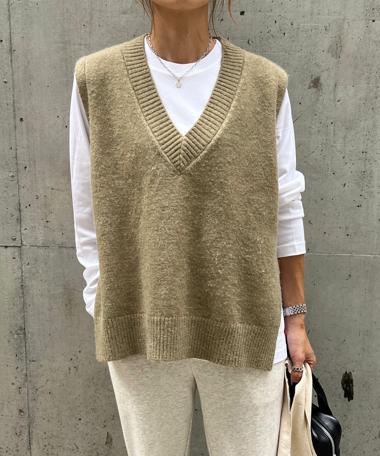 HYKE ニットベスト オーバーサイズ オーバーニットベスト | Over knit vest(chiica select)