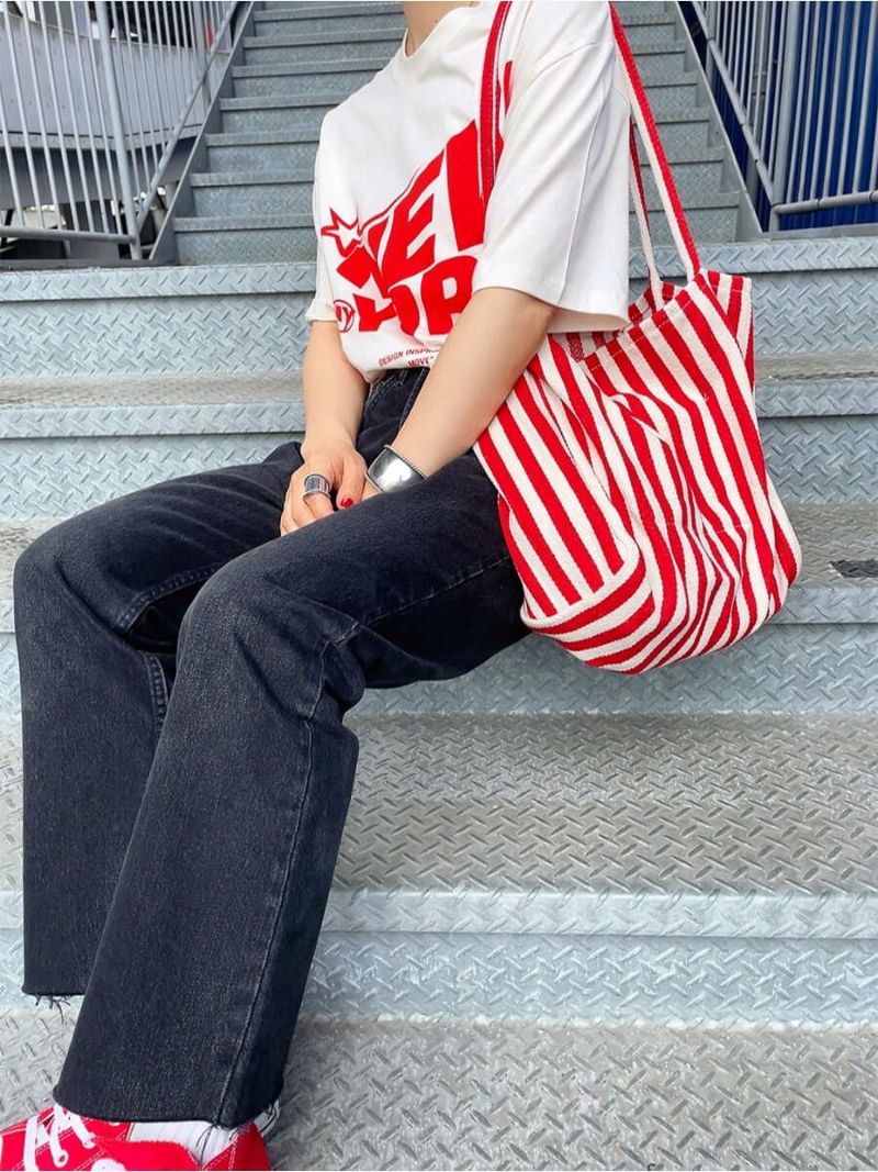 ストライプビッグキャンバストート | Stripe big canvas tote(comochi select)