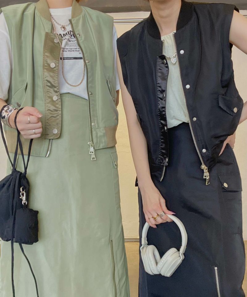sheller ドットカーゴスカート ジップスリットカーゴスカート | Zip slit cargo skirt (kiharu