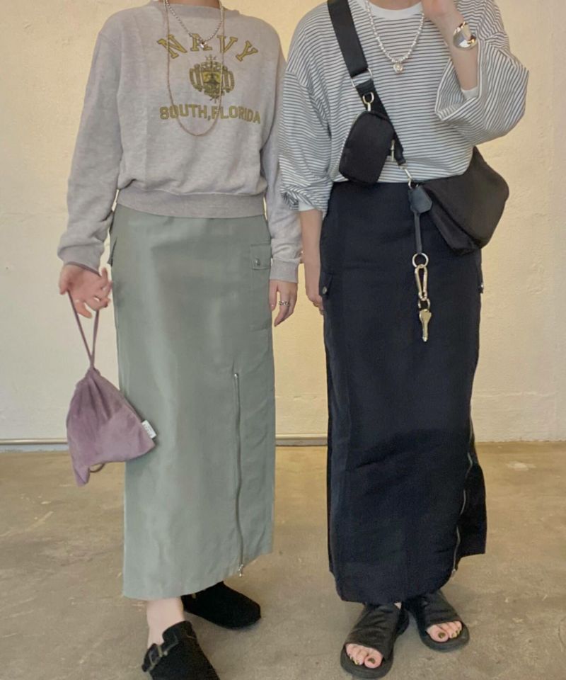 ジップスリットカーゴスカート | Zip slit cargo skirt (kiharu