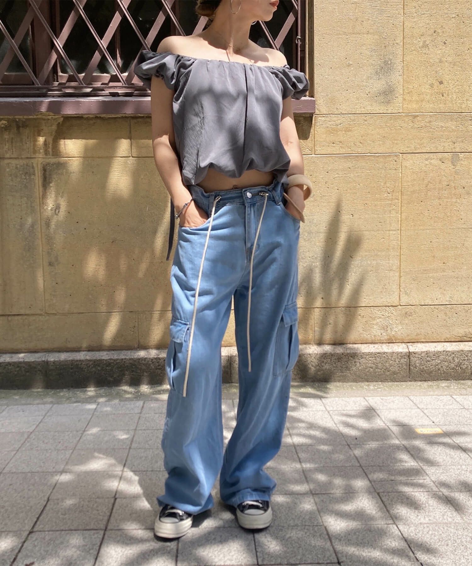ルーズデニムカーゴパンツ | Loose denim cargo pants(comochi select)