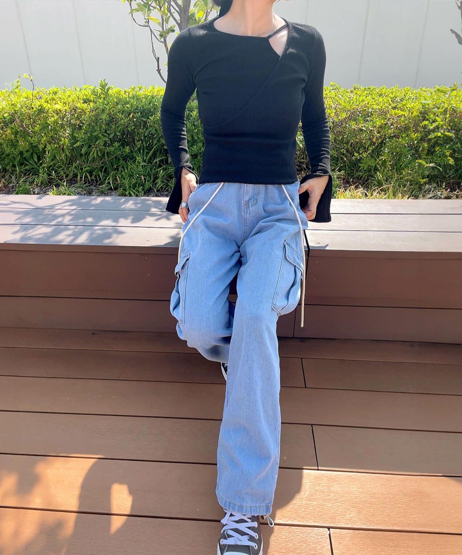 ルーズデニムカーゴパンツ | Loose denim cargo pants(comochi select)