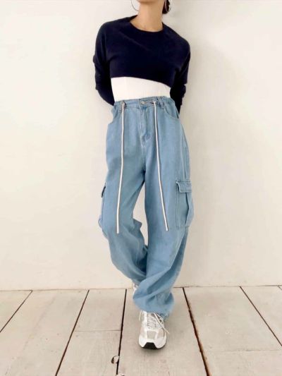 ルーズデニムカーゴパンツ | Loose denim cargo pants(comochi