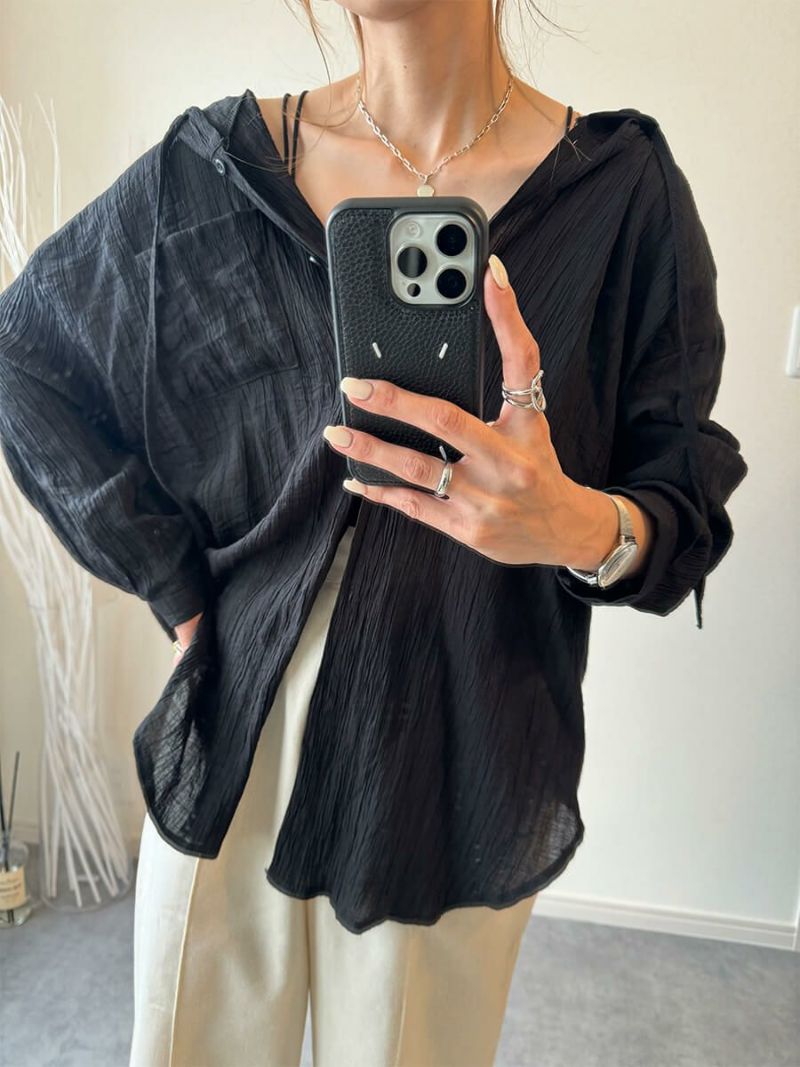 フード付きシアーシャツ | Hooded loose shirt (chiica select)