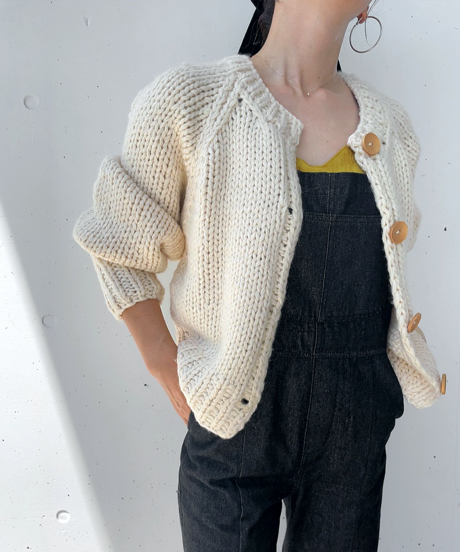 ハンドニットウールブレンドカーディガン | Hand knit wool blend 