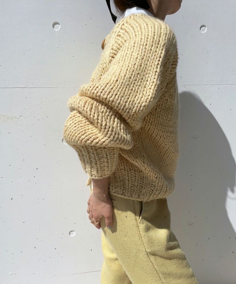 ハンドニットウールブレンドカーディガン | Hand knit wool blend