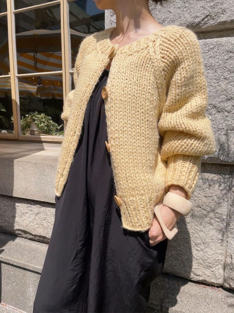 ハンドニットウールブレンドカーディガン | Hand knit wool