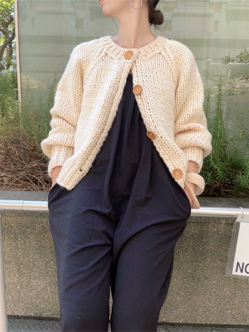 ハンドニットウールブレンドカーディガン | Hand knit wool