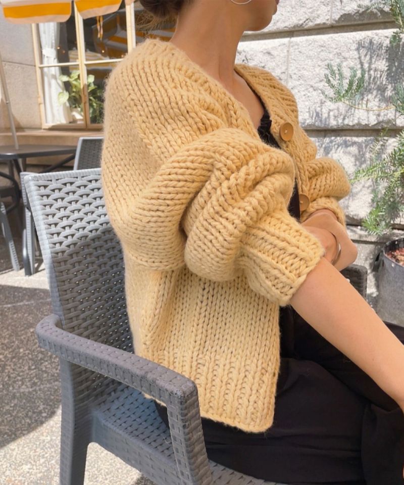 isook☆ハンドニットウールカーディガン ハンドニットウールブレンドカーディガン（comochi original