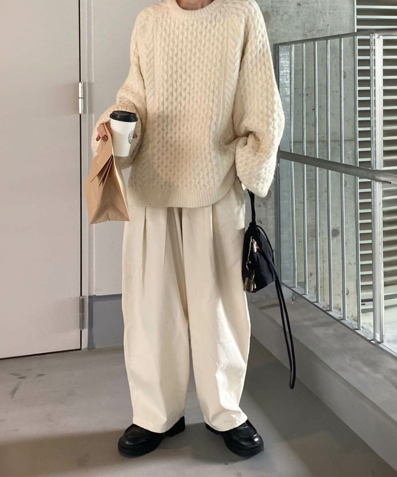 コットンワイドワークパンツ | Cotton wide work pants (kiharu