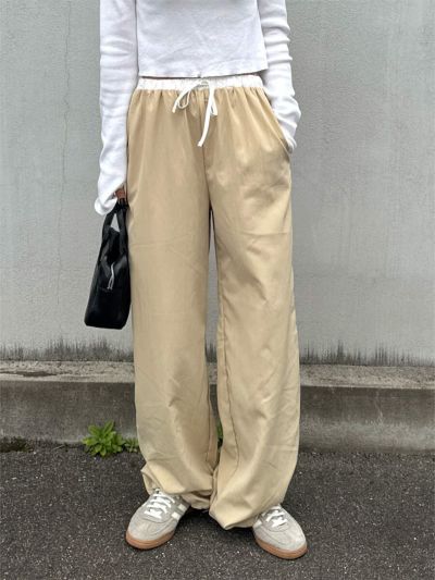 ダブルウエストナイロンパンツ | W waist nylon pants (chiica