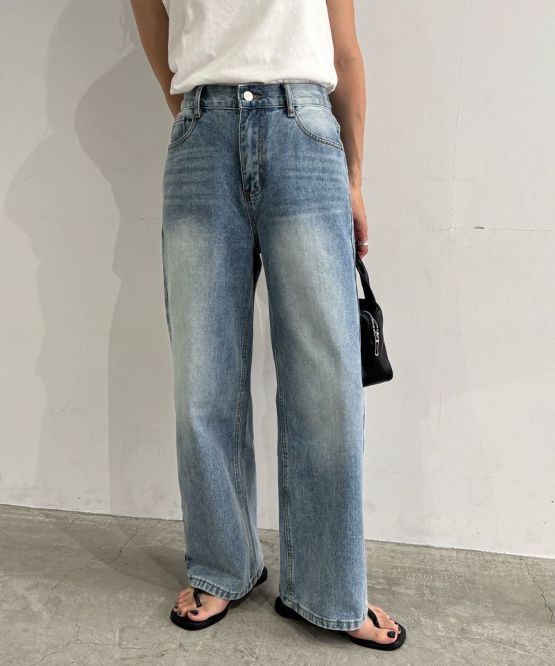 ウォッシュワイドデニムパンツ | Washed wide denim pants