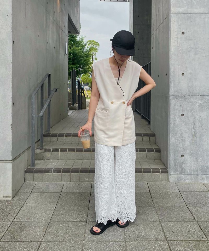 ★DXOH★Rivet wide pants white ivory★正規品/韓国直送料込 OY/オーワイ』C.S LOGO PANTS/C.S ロゴパンツ OY│A'GEM/9×.KOM