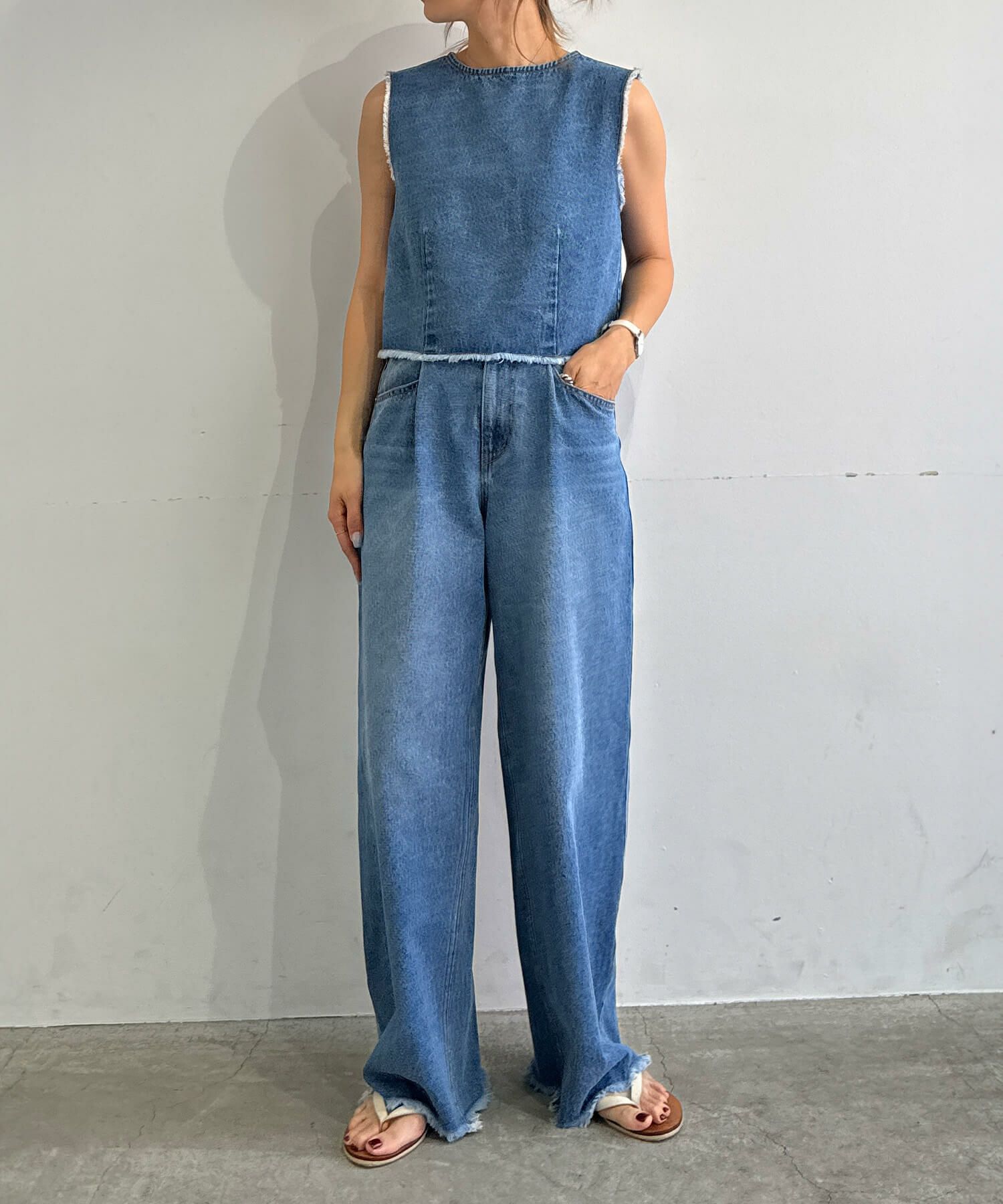 フリンジデニムセットアップ | Fringe denim set up (chiica original)