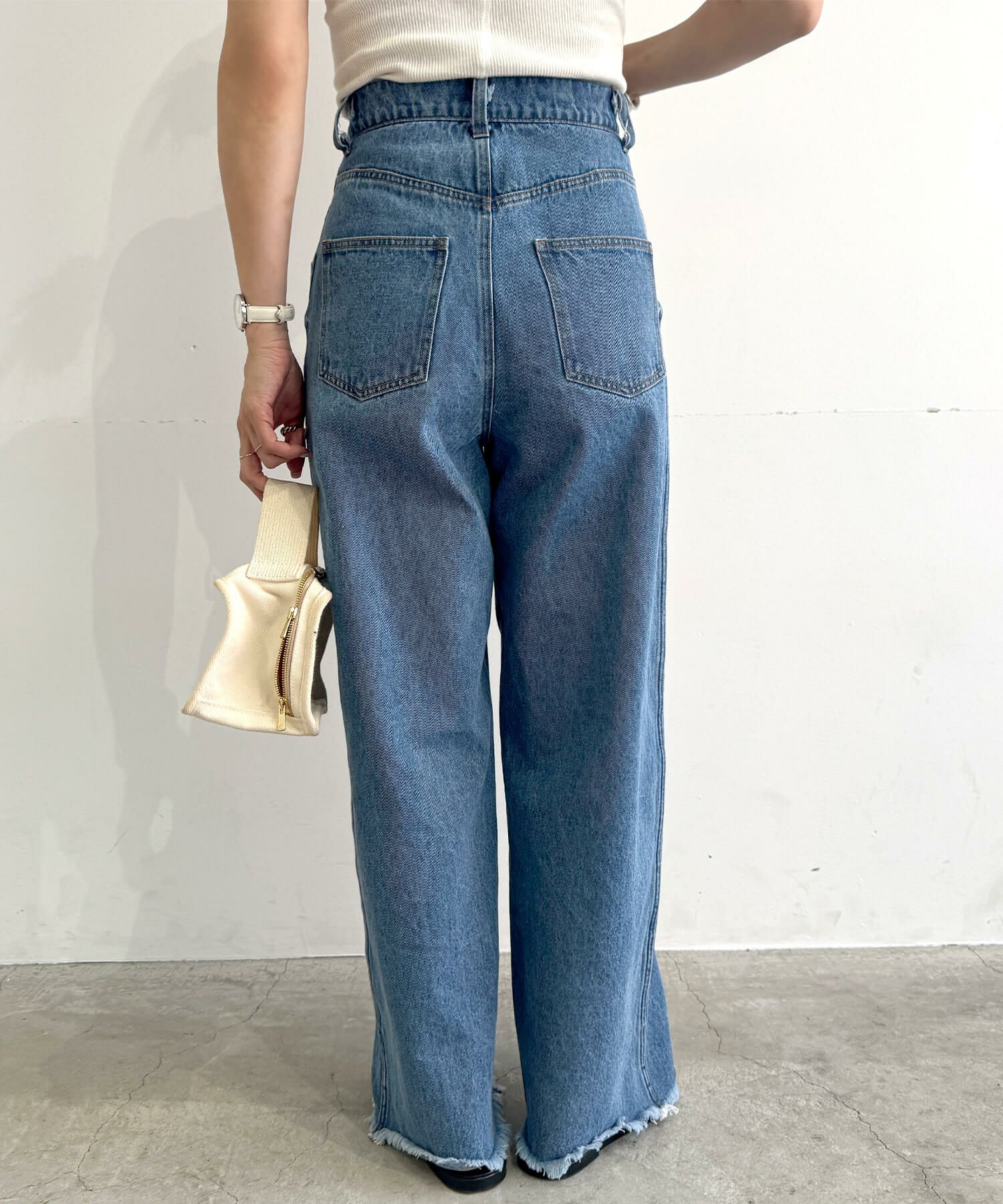 【早い者勝ち】値下げ‼️emmy ノーカラーフリンジデニムセットアップ サイズ F フリンジデニムセットアップ | Fringe denim set up (chiica original)