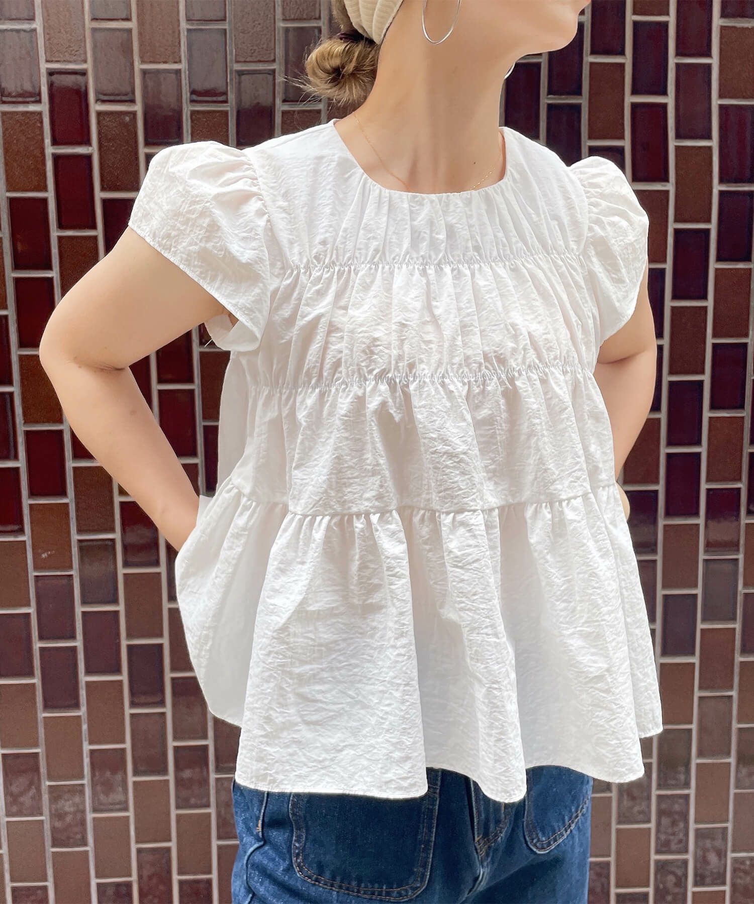 ギャザースモックブラウス | Gathered smock blouse (comochi select)