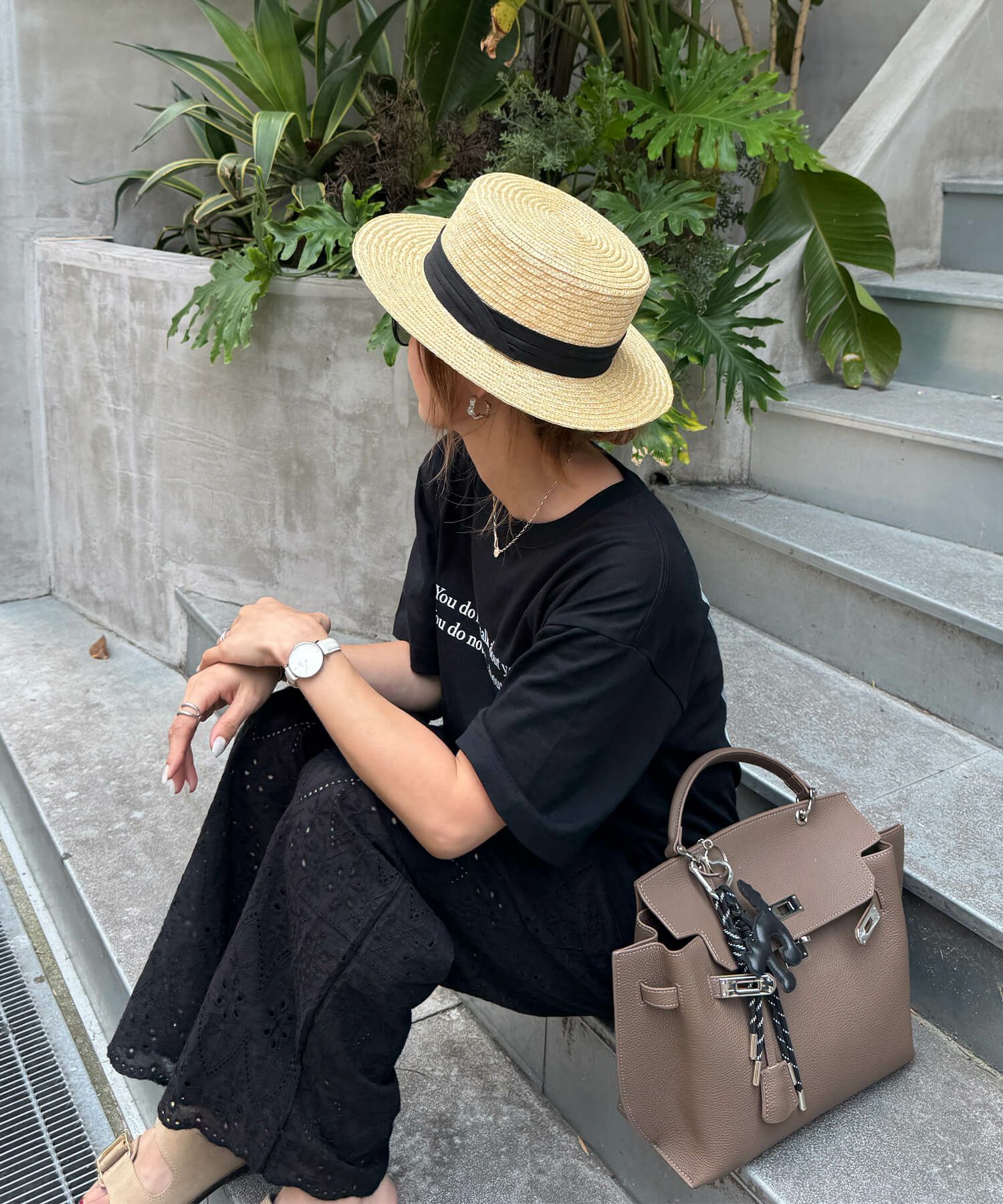 ブラックリボンストローハット | Black ribbon straw hat (chiica select)
