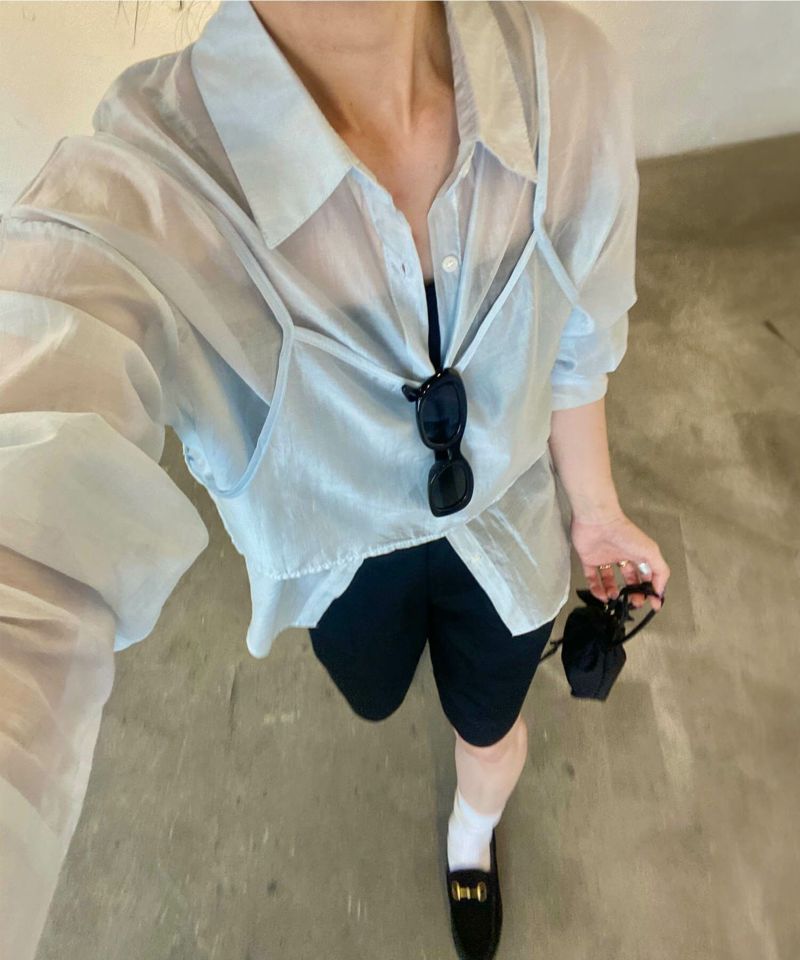 ブラウス シャツ bustier set sheer shirt / ビスチェセットシアーシャツ レディース favclo.（ファブクロ）の「bustier × sheer shirt set