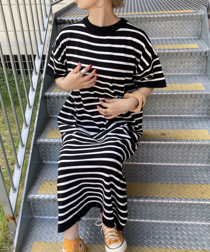 ボーダーニットロングワンピース | Border knit long onepiece