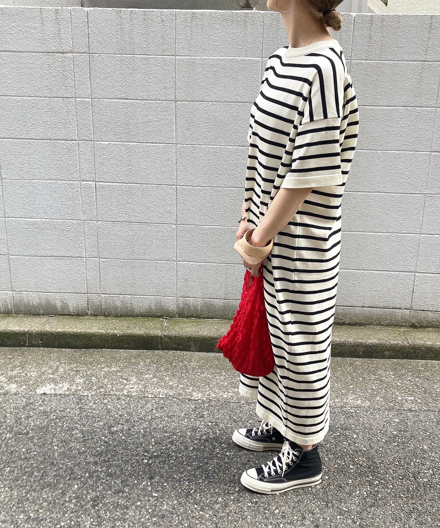 ボーダーニットロングワンピース | Border knit long onepiece