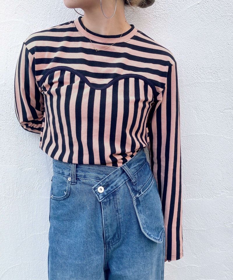 ミックスボーダービスチェロンT | Mixed border bustier long