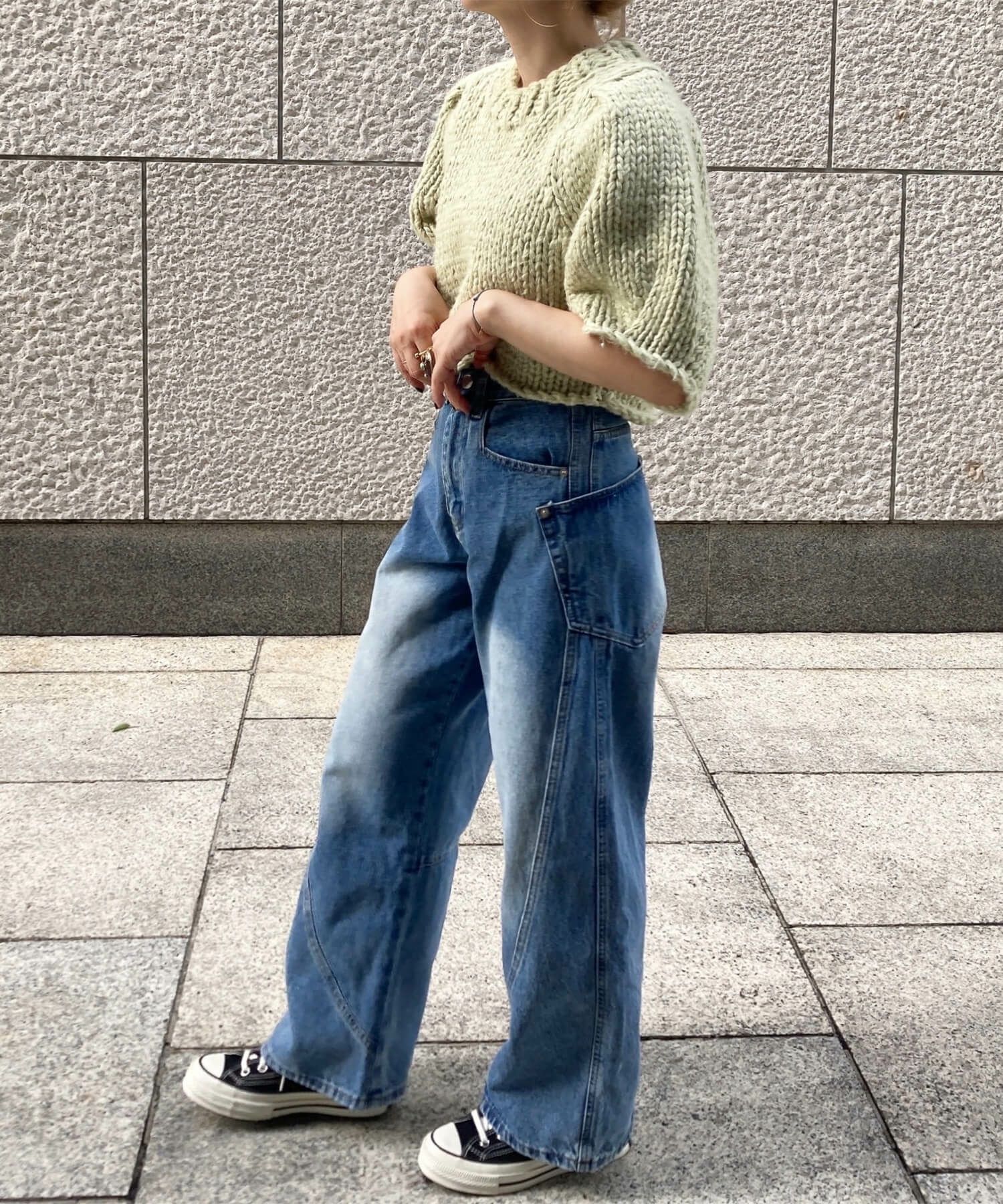サイドポケットデザインワイドデニム | Side pocket design wide denim