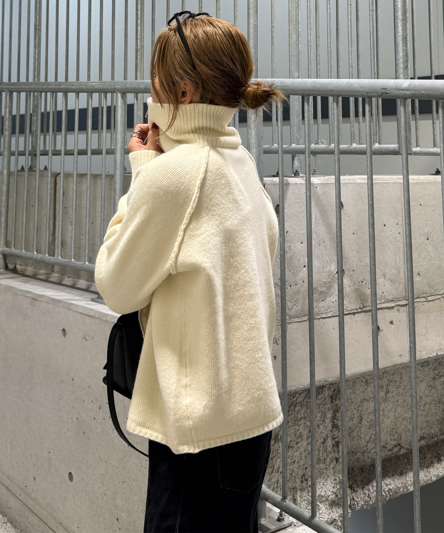 スタンドカラーダブルジップニット | Stand collar double zip knit