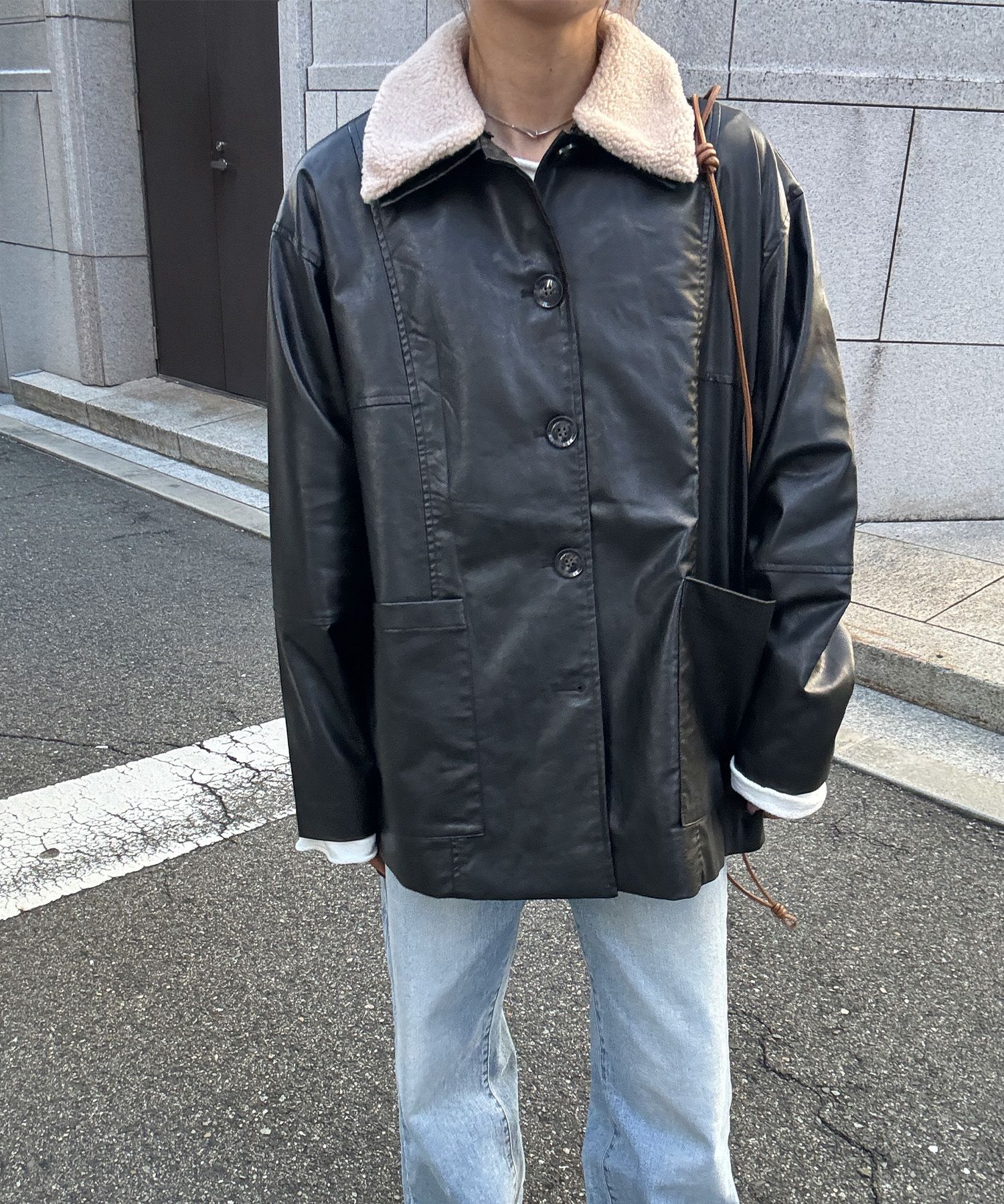 ボアカラーレザージャケット | Boa collar leather jacket (chiica select)