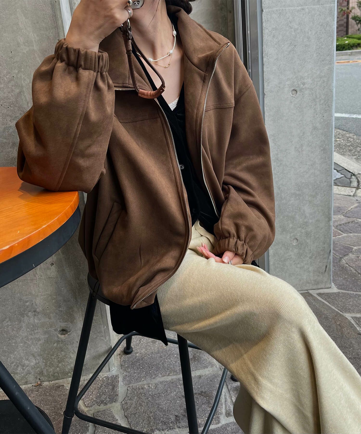 CHRISTOPHE LEMAIRE スエード ニットブルゾン ジップジャケット CHRISTOPHE LEMAIRE スエード ニットブルゾン ジップジャケット