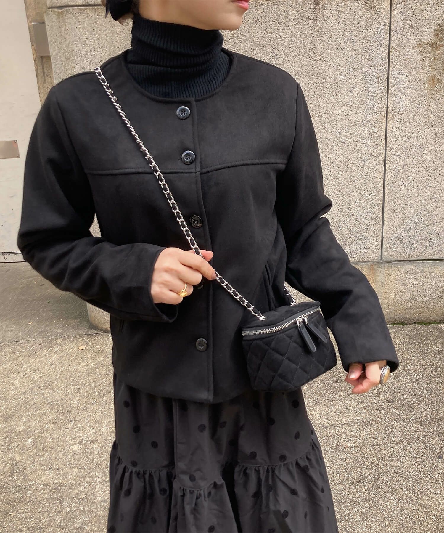 ノーカラースエードショートジャケット | No collar suede short