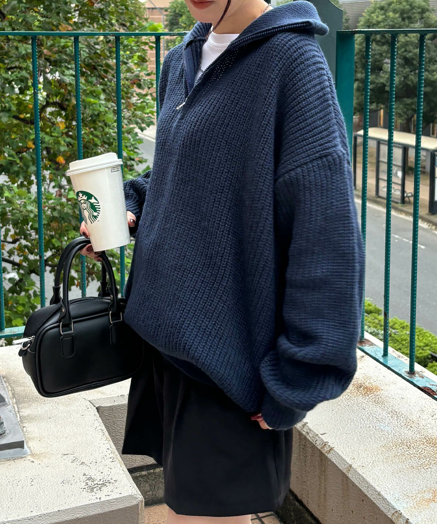 ハーフジップスタンドネックニット | Half zip stand neck knit (isook
