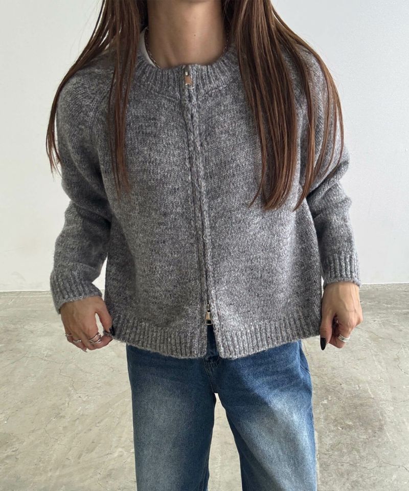 クルーネックダブルジップニット | Crew neck double zip knit (chiica