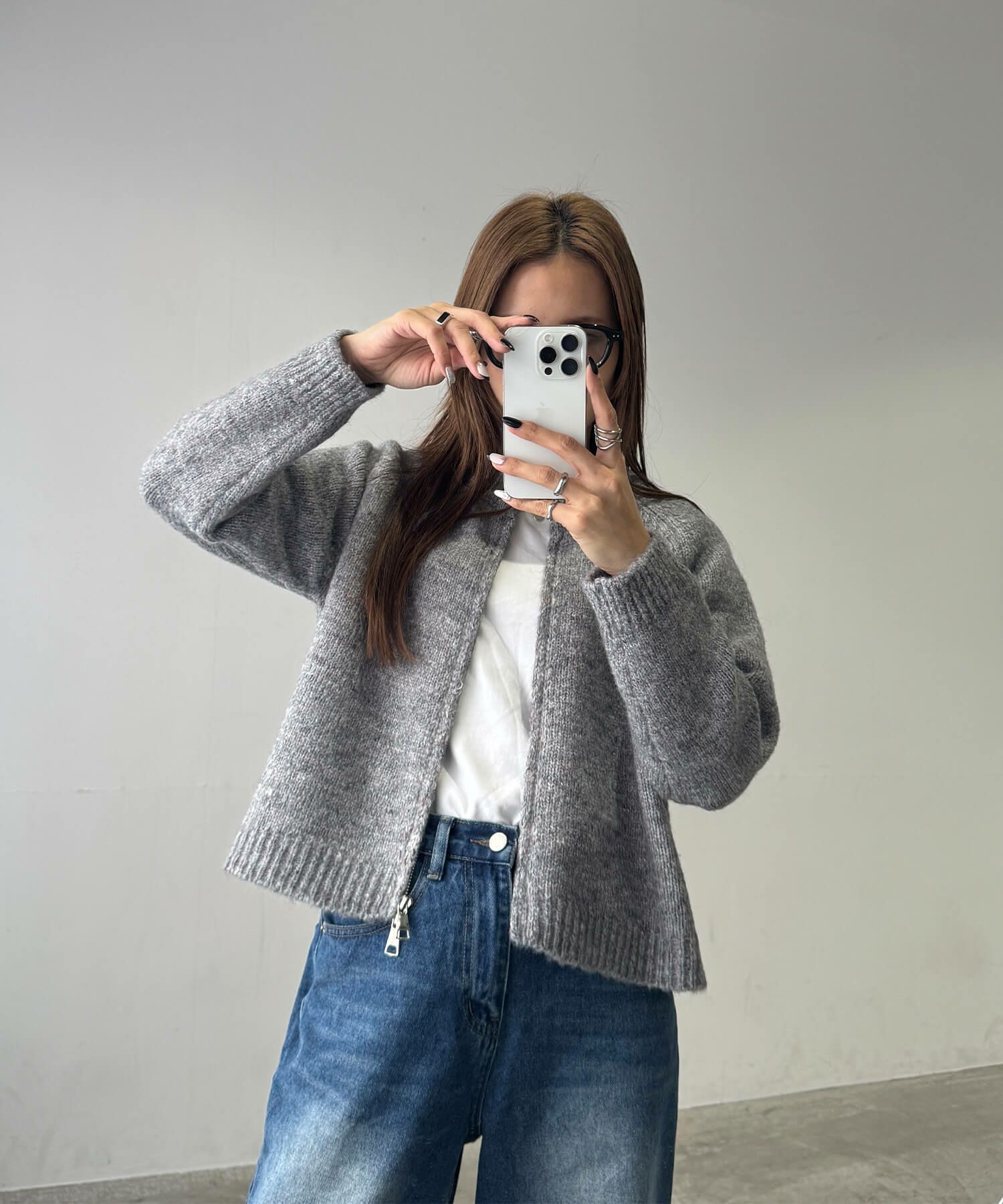 クルーネックダブルジップニット | Crew neck double zip knit (chiica