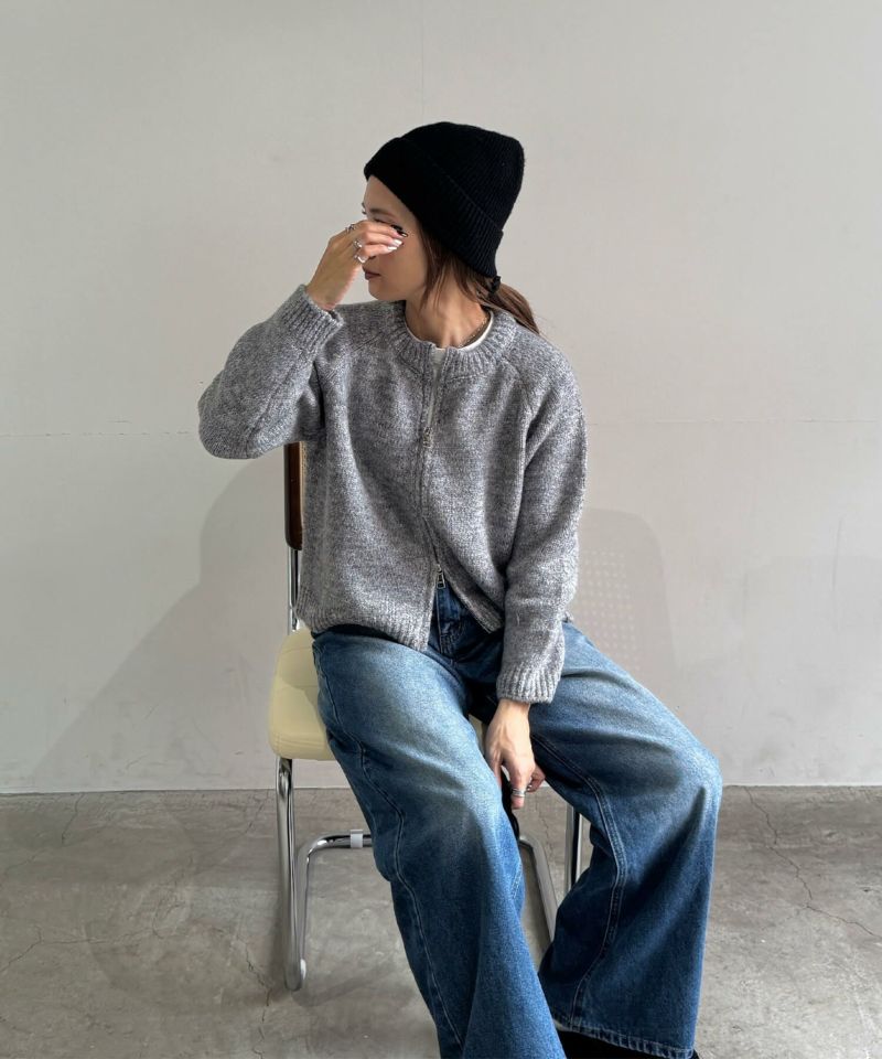 クルーネックダブルジップニット | Crew neck double zip knit (chiica