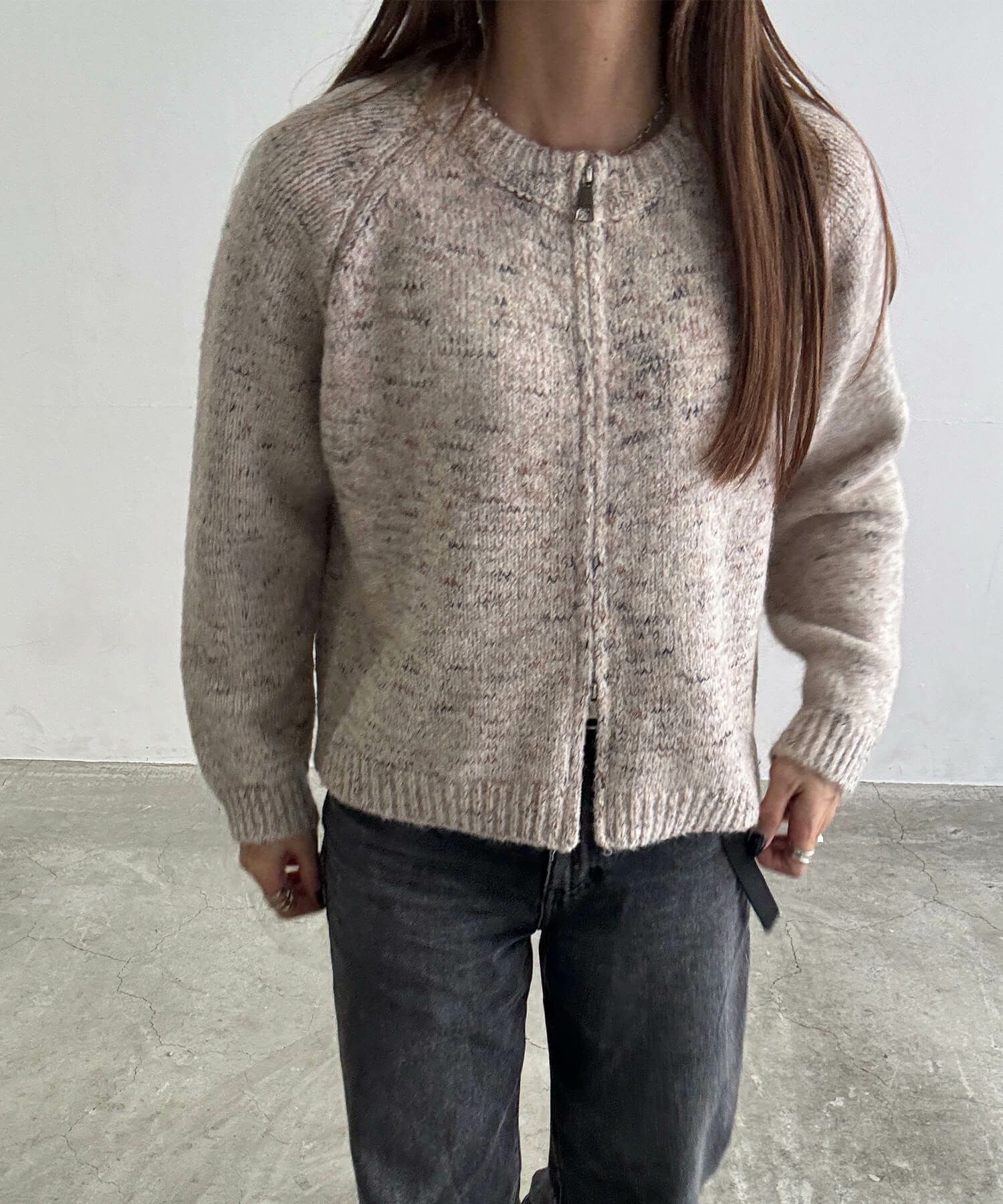 クルーネックダブルジップニット | Crew neck double zip knit クルーネックダブルジップニット | Crew neck double zip knit
