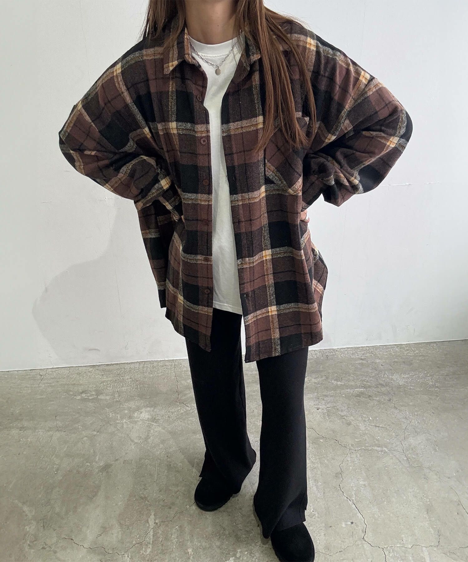 オーバーサイズチェックフランネルシャツ | Oversized check flannel